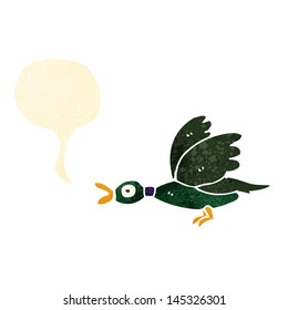 retro cartoon flying duck