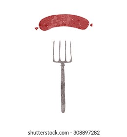 retro cartoon fork and sausage