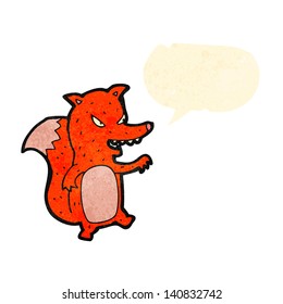 retro cartoon fox with speech bubble