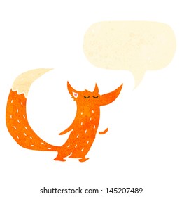 retro cartoon fox with speech bubble