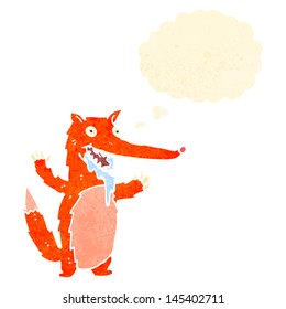 Retro-Cartoon-Fuchs mit Denkblase