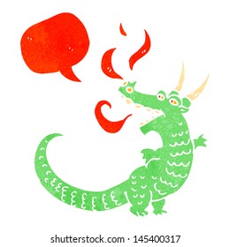 dragón amigable de dibujos animados retro