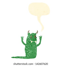 retro cartoon friendly monster