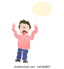 retro cartoon frightened man