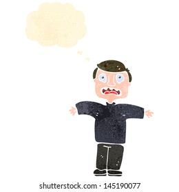 retro cartoon frightened man