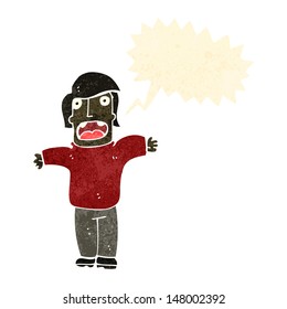 retro cartoon frightened man