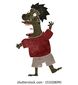 retro cartoon frightened man