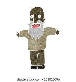 retro cartoon frightened old man