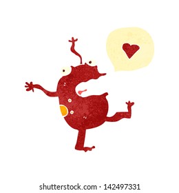 rana de dibujos animados retro enamorada