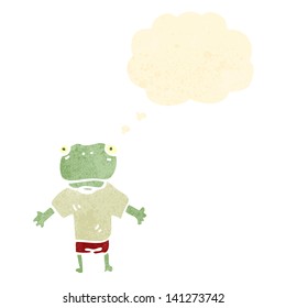 retro cartoon frog with speech bubble