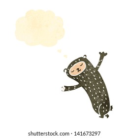 retro cartoon funny bear with thought bubble