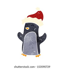 retro cartoon funny christmas penguin