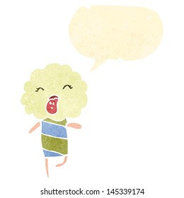retro cartoon funny little cloud head monster