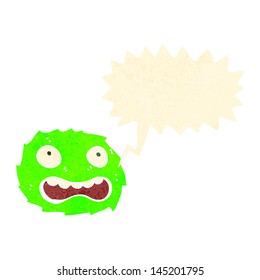 retro cartoon funny little monster with speech bubble