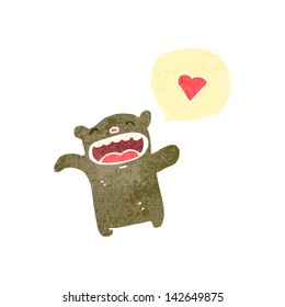 retro cartoon funny teddy bear with speech bubble,