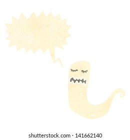 retro cartoon ghost with speech bubble