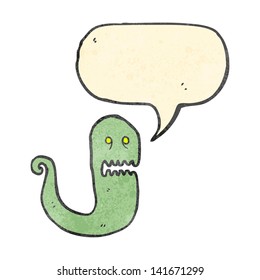 fantasma retro de dibujos animados con burbuja de discursos