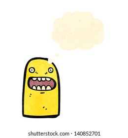 fantasma de la caricatura retro con burbuja de pensamiento