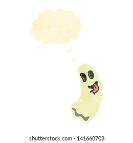 fantasma de la caricatura retro con burbuja de pensamiento