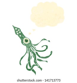 retro cartoon giant squid
