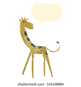 retro cartoon giraffe with speech bubble