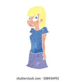 retro cartoon girl shrugging