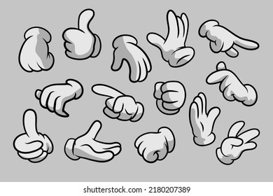 Retro Cartoon Gloved Hands Gestures Cartoon Stock Vector (Royalty Free ...