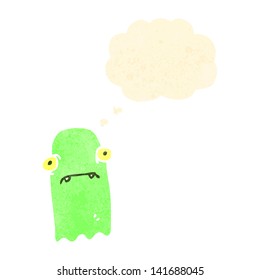 retro cartoon glowing green ghost