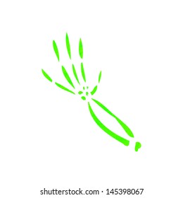 retro cartoon glowing green skeleton arm