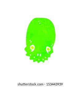 retro cartoon glowing green skull