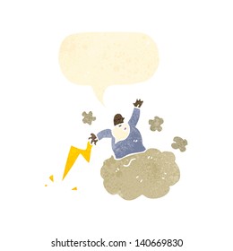 retro cartoon god on cloud