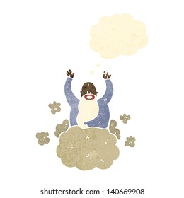 retro cartoon god on cloud