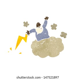 retro cartoon god on cloud
