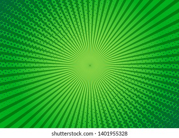 Retro cartoon green background layout template. Typical comic book page mock-up. Vector illustration.
