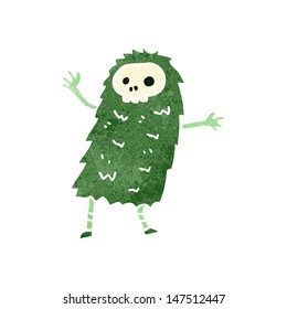 retro cartoon green monster