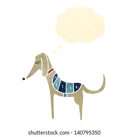 retro cartoon greyhound with thought bubble