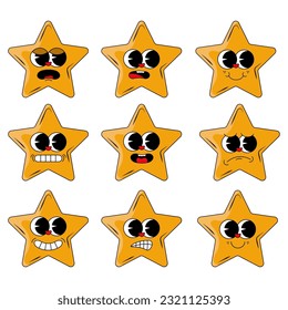 retro cartoon groovy character y2k style icon 90s, 80s stickers set