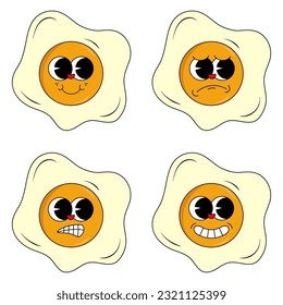retro cartoon groovy character y2k style icon 90s, 80s stickers set