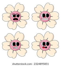 retro cartoon groovy character y2k style icon 90s, 80s stickers set