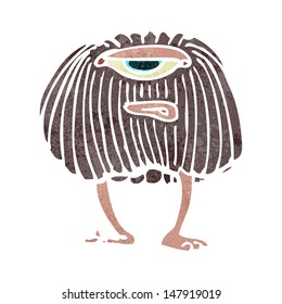 retro cartoon hairy monster