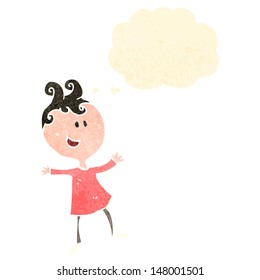 retro cartoon happy doodle girl