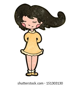 retro cartoon happy girl