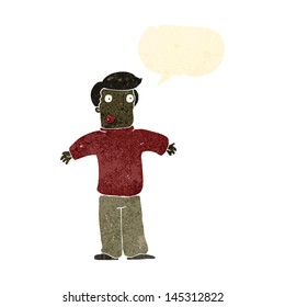 retro cartoon happy man with speech bubble