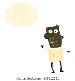 retro cartoon happy man with thought bubble