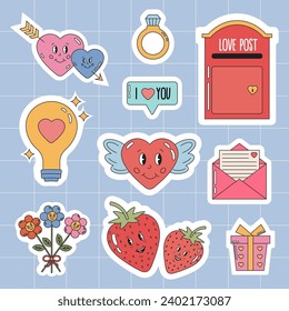 Groovy Valentines Stickers, Retro Valentine Sticker Bundle By ArtFM