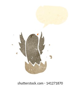 pájaro para incubar de dibujos animados retro