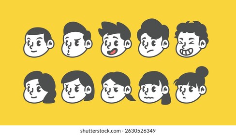 Retro cartoon head in emotional 
