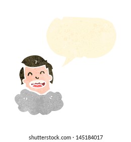 cabeça de desenho animado retrô na nuvem