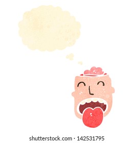 retro cartoon head with open brain