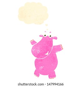 retro cartoon hippo